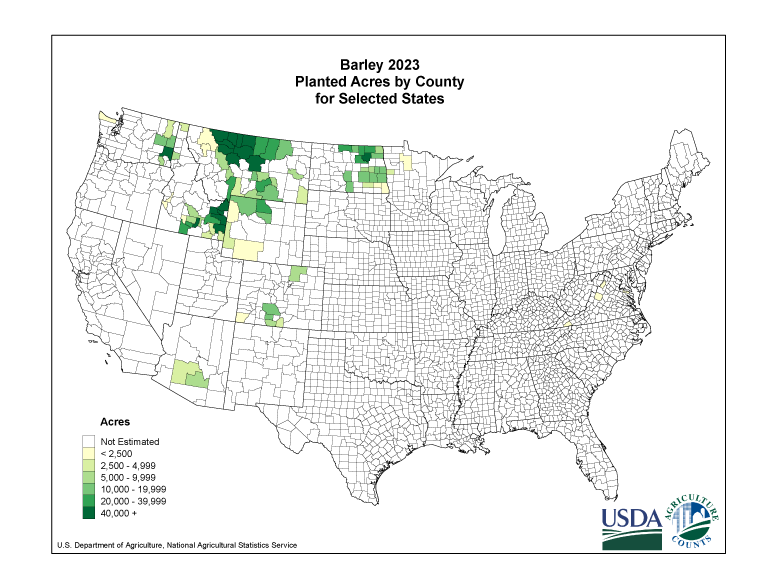 Barley: Planted Acreage by County