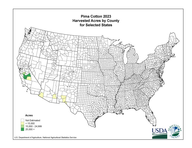 Pima Cotton: Harvested Acreage by County