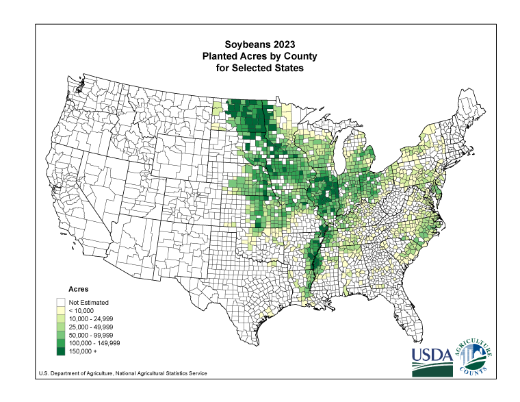 Soybeans: Planted Acreage by County