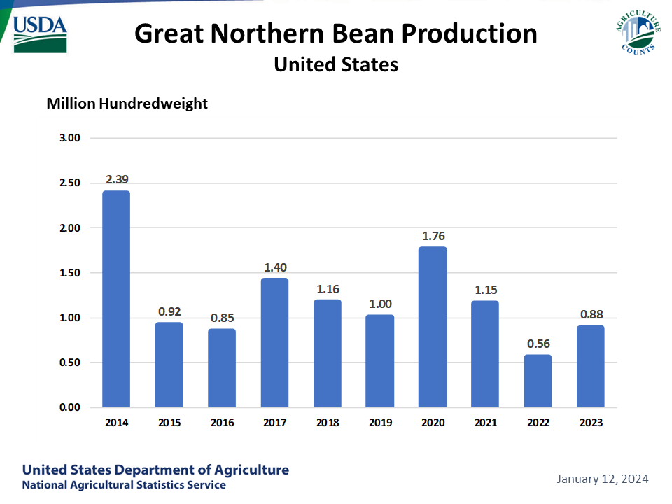 Great Northern Beans: Production by Year, US